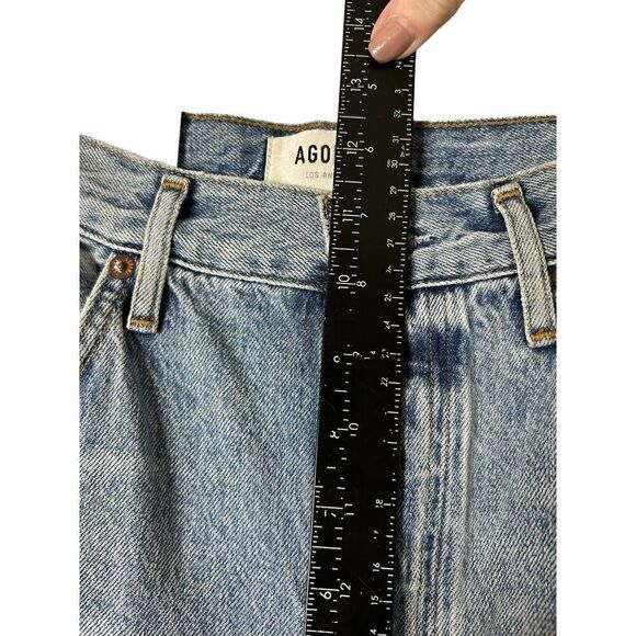 Agolde Riley High Rise Straight Crop Jeans Sz 28 Button Fly Light Blue Denim NWT - Picture 4 of 10